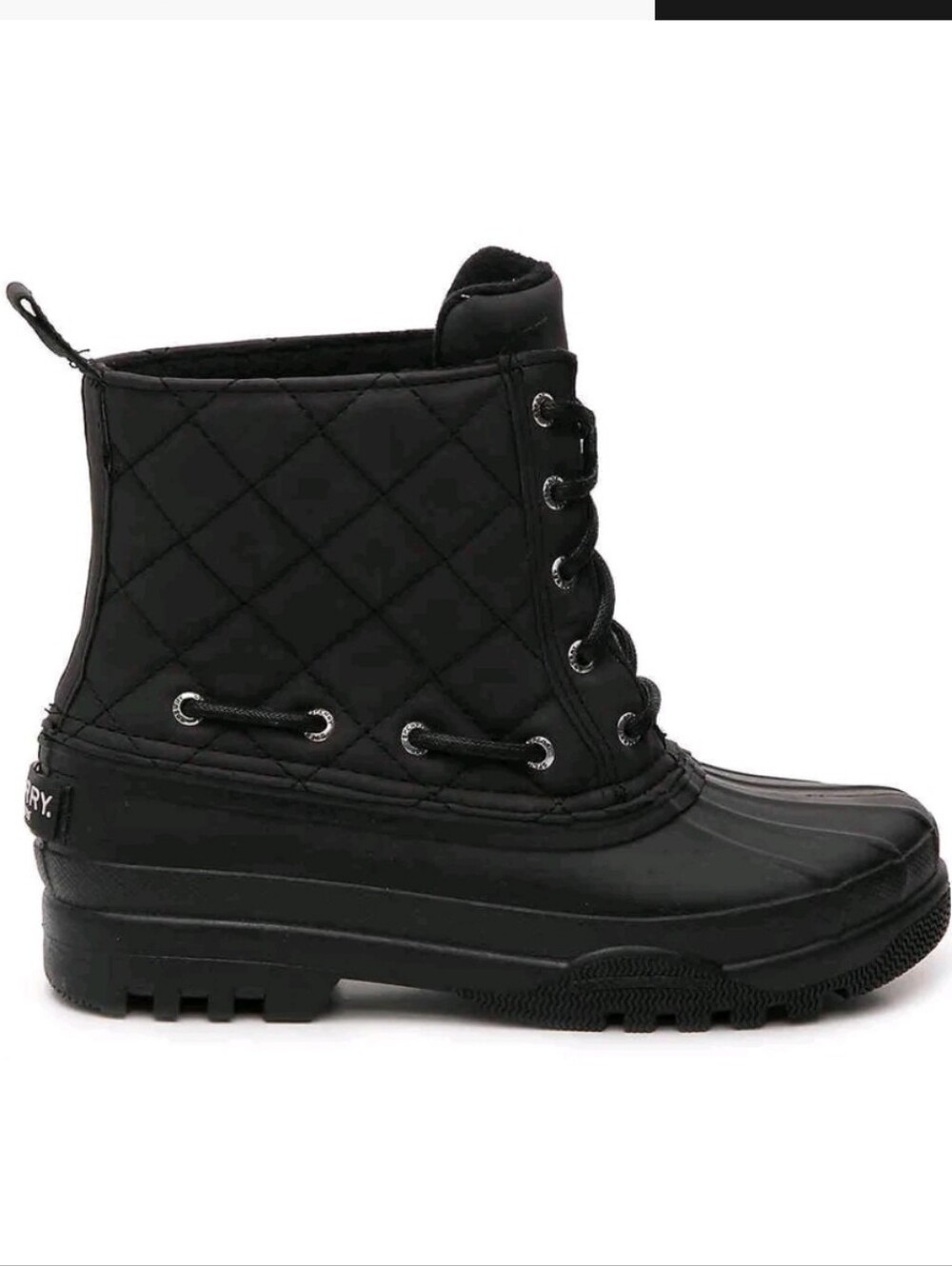 Sperry Gosling Black Quilted Duck Boot Waterproof Ankle Rain Boot Size 8